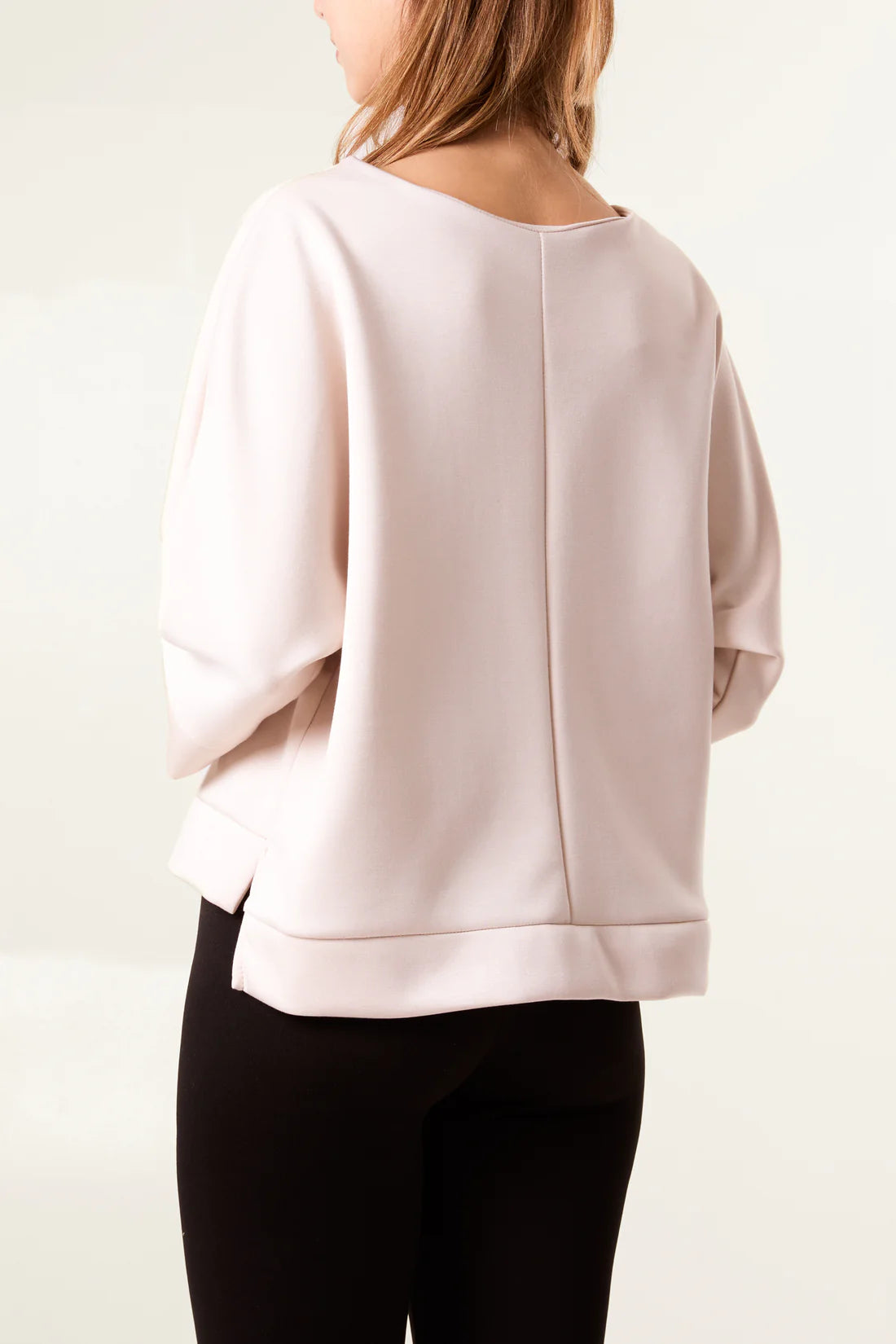 SEAM DETAIL 3/4 SLEEVE SWEAT TOP - STONE