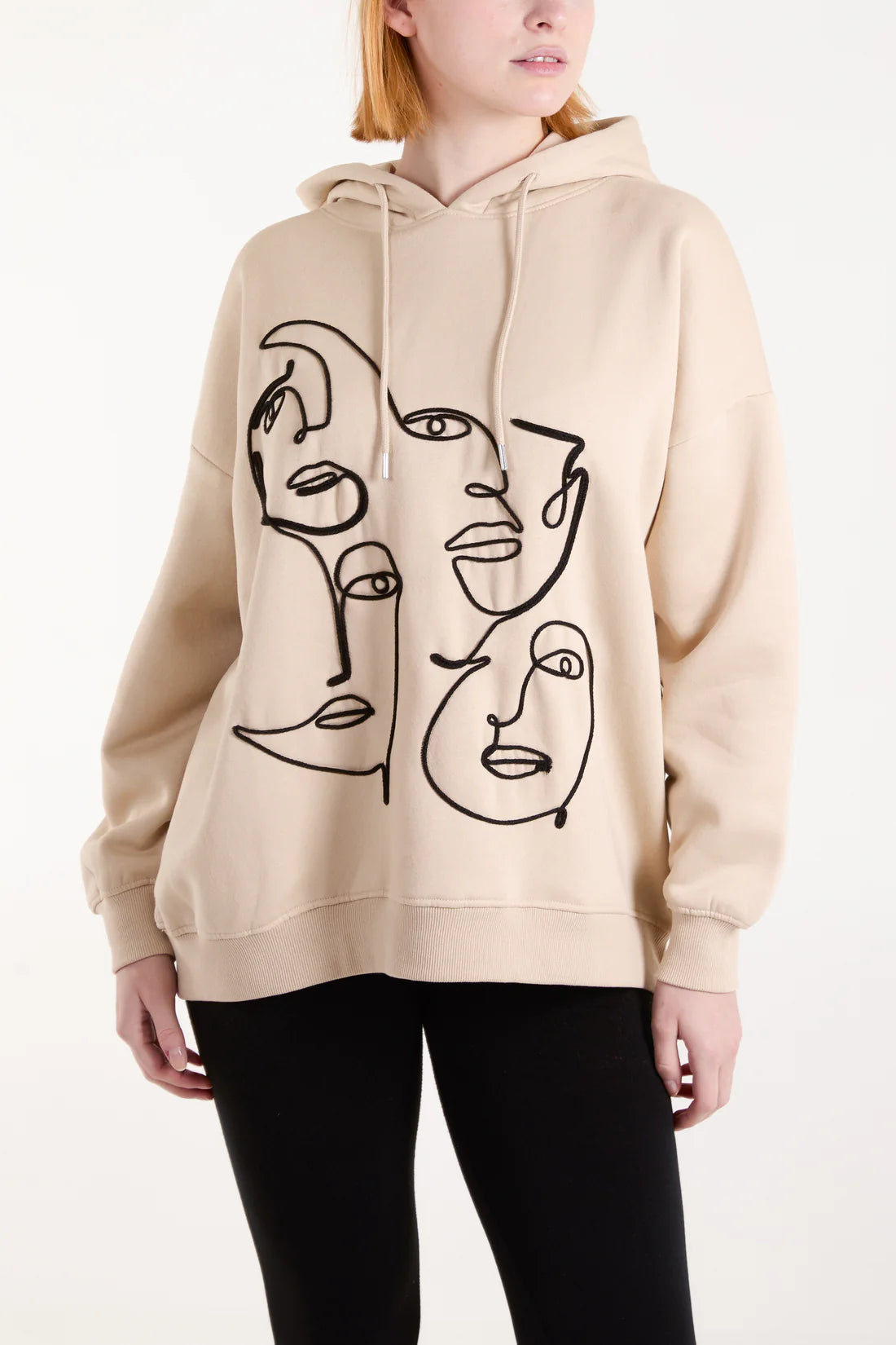 ABSTRACT FACE ART HOODIE-STONE