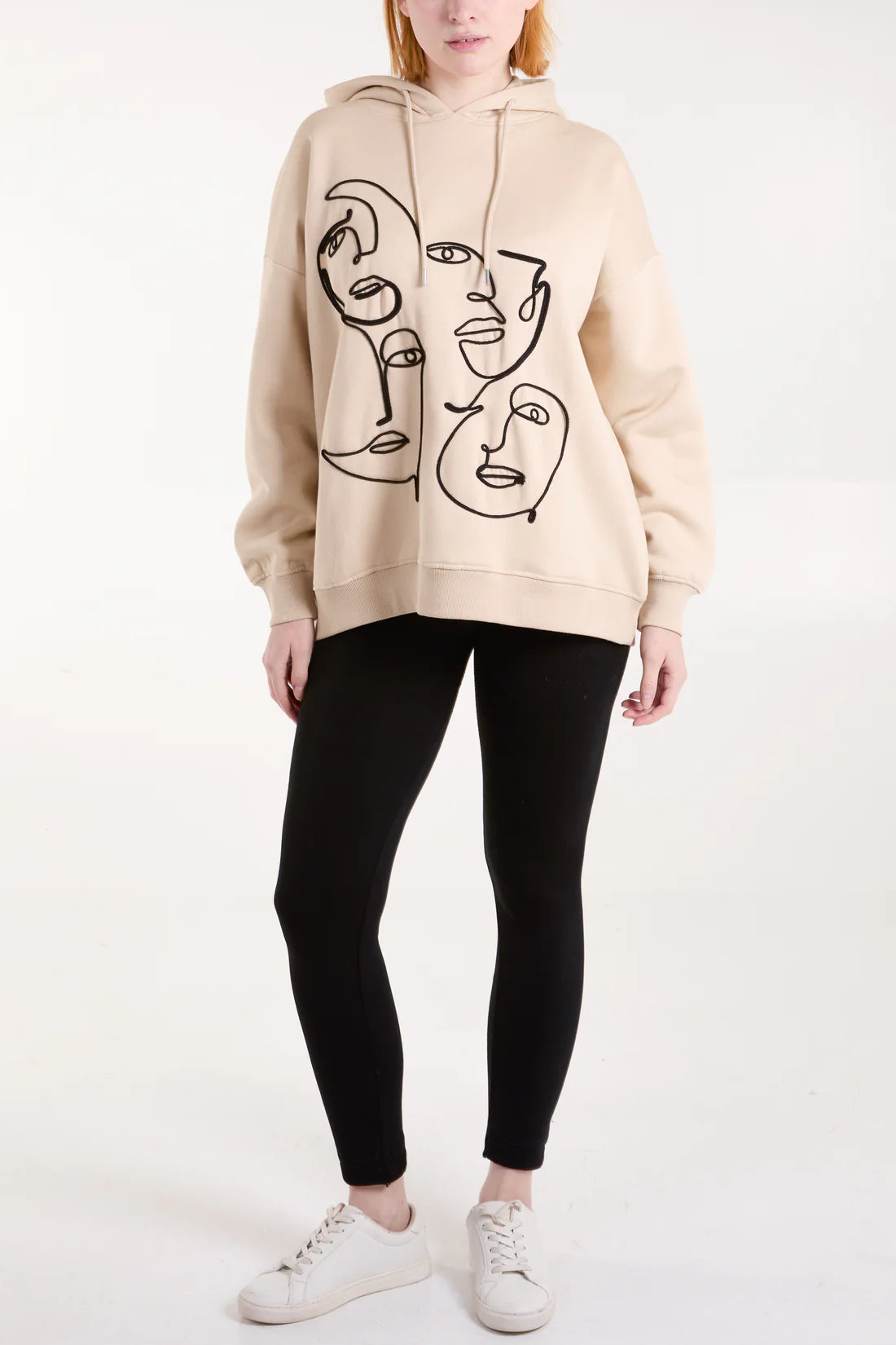 ABSTRACT FACE ART HOODIE-STONE