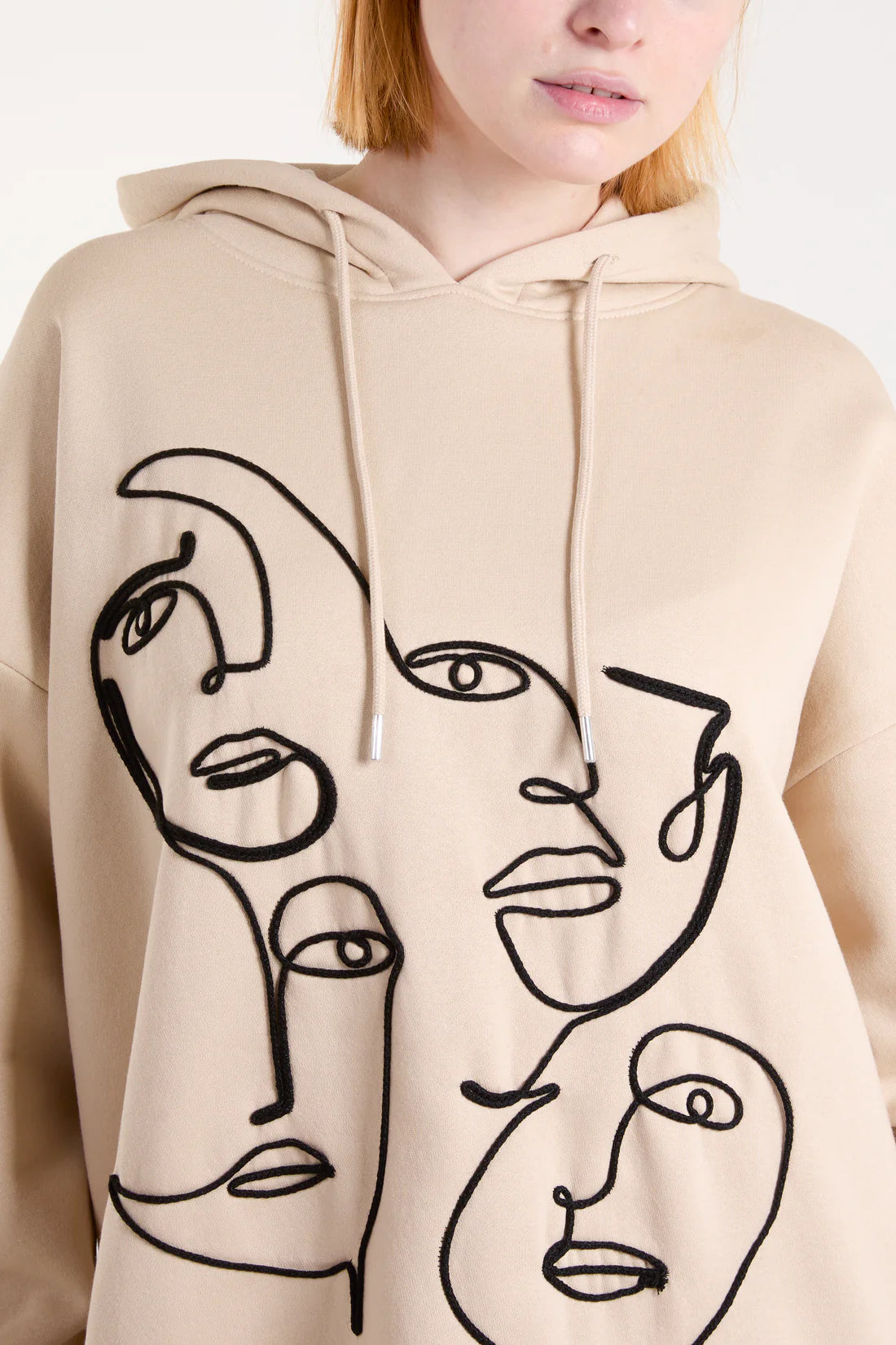 ABSTRACT FACE ART HOODIE-STONE