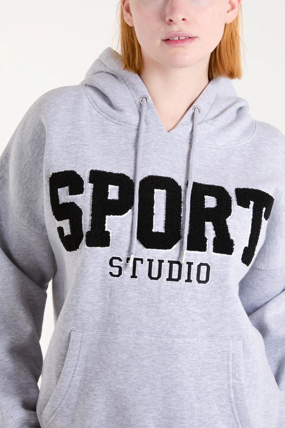 FLOCKING "SPORT STUDIO " LOGO HOODIE-GREY