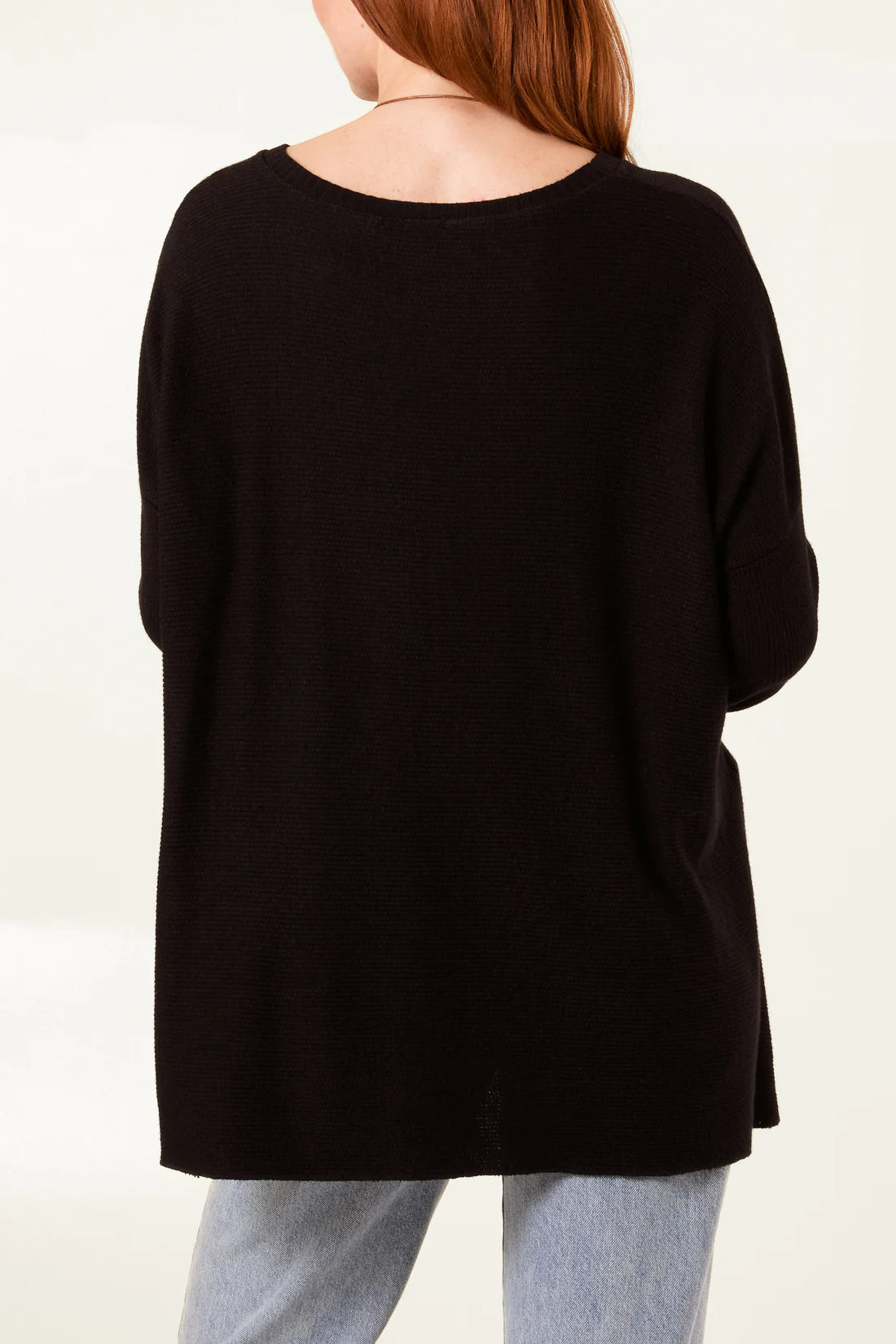 HIGH LOW FINE KNIT JUMPER - BLACK