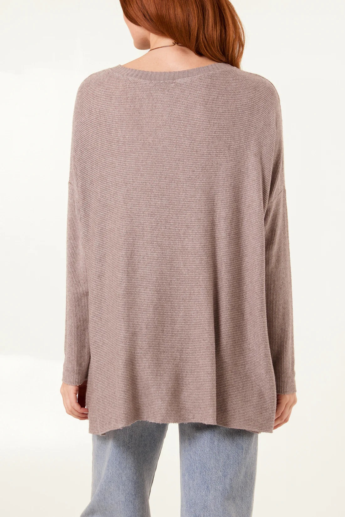 HIGH LOW FINE KNIT JUMPER - MOCHA