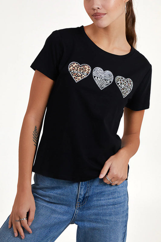 AMOUR HEART T-SHIRT-BLACK