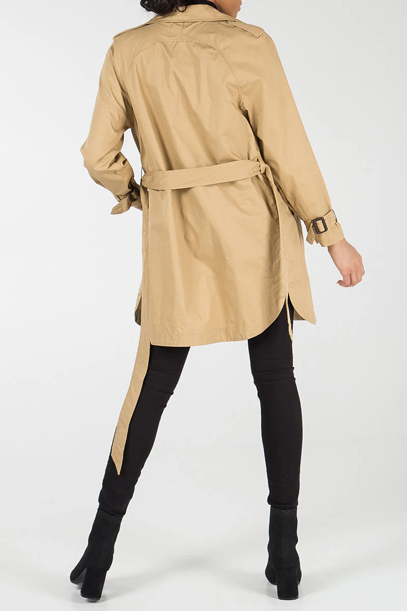 DOUBLE BREASTED BELT TRENCH JACKET-CAMEL