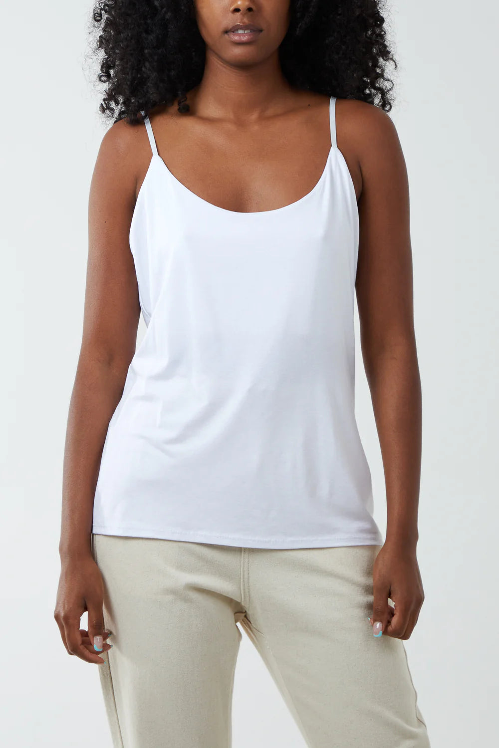 ADJUSTABLE CAMI STRAP SEMI LINED VEST - WHITE